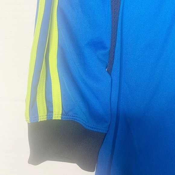 ADIDAS soccer Shirt Long Sleeves 3 Stripe Blue Climacool BOYS KIDS size 7X - Picture 4 of 6